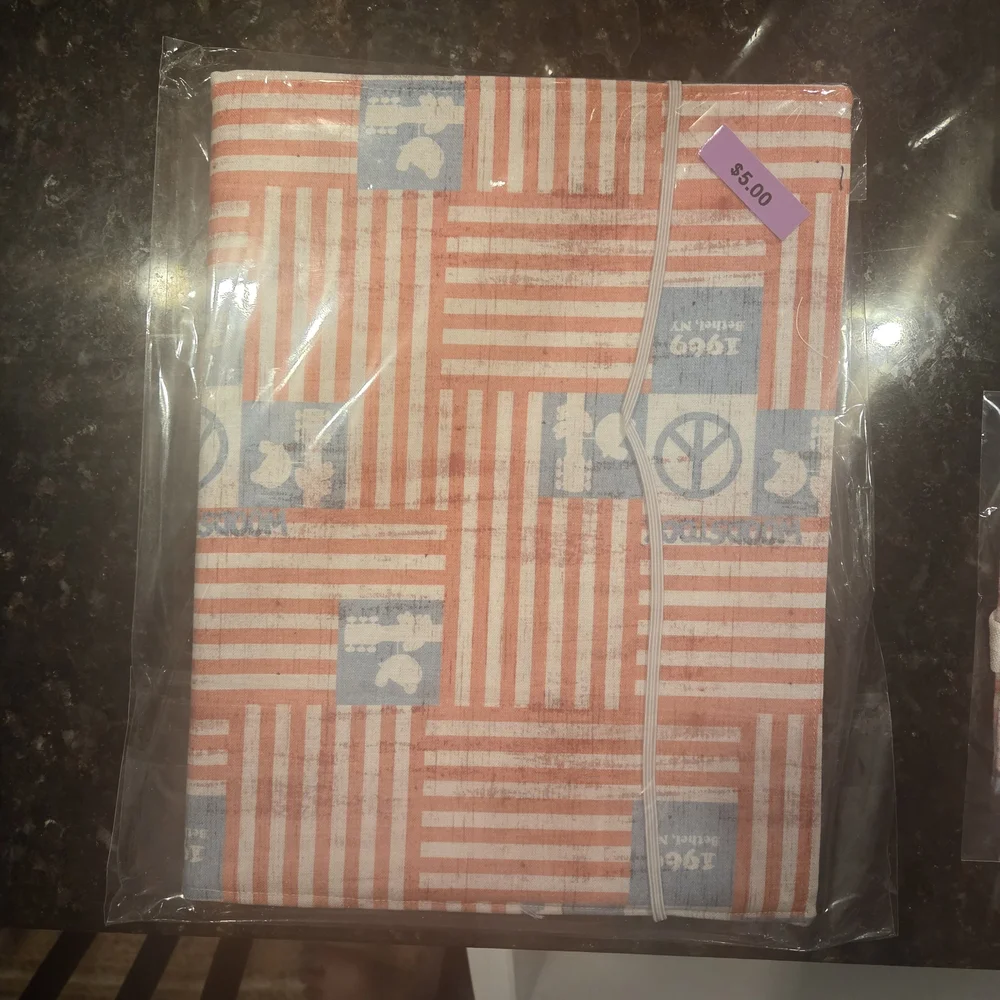 Handmade Fabric Notebook Cover & Matching Zippered Pouch ✨ Theme: 1969 Woodstock